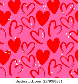 Hearts seamless background, Valentine pattern design. Trendy minimalistic hearts backdrop