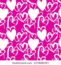Hearts seamless background, Valentine pattern design. Trendy minimalistic hearts backdrop