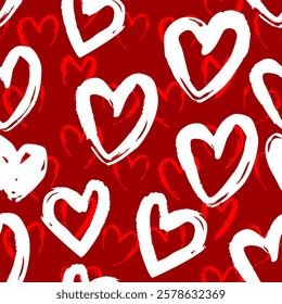 Hearts seamless background, Valentine pattern design. Trendy minimalistic hearts backdrop
