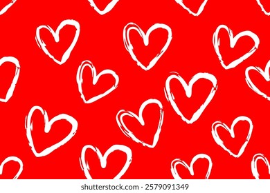 Hearts seamless background, Valentine pattern design. Trendy minimalistic hearts backdrop
