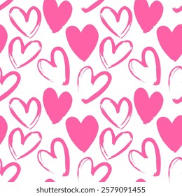 Hearts seamless background, Valentine pattern design. Trendy minimalistic hearts backdrop