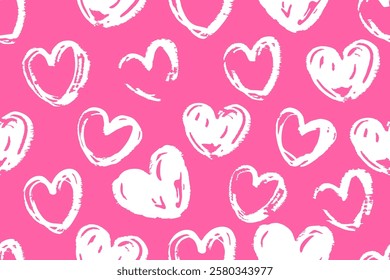 Hearts seamless background, Valentine pattern design. Trendy minimalistic hearts backdrop