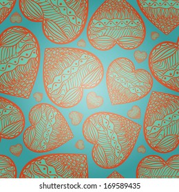 Hearts seamless blue background. St Valentine's day