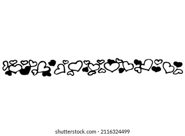 Corazones. Frontera perfecta. Ilustración vectorial. Dibujado a mano.