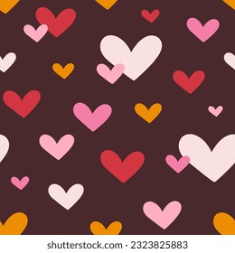 Hearts, seamless love pattern. Endless romantic background, repeating print. Valentine day texture, backdrop design for textile, fabric, wrapping. Printable repeatable flat vector illustration