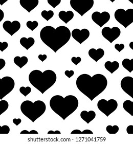 Hearts seamless monochrome backround. Vector template.