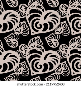 Hearts seamless monochrome pattern. Vector decorative elements seamless pattern.