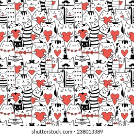 Ã?Â??ats with hearts seamless pattern