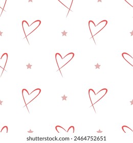 Hearts seamless pattern. hearts background Red, pink and rose vertical heads line pattern background. Girl child pattern background