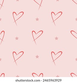 Hearts seamless pattern. hearts background Red, pink and rose vertical heads line pattern background. Girl child pattern background