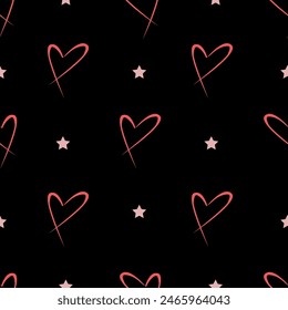 Hearts seamless pattern. hearts background Red, pink and rose vertical heads line pattern background. Girl child pattern background