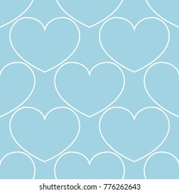 Hearts as seamless pattern. Blue and white romantic background. Vector illustration