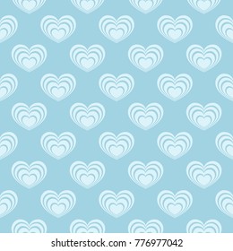 Hearts as seamless pattern. Blue and white romantic background. Vector illustration