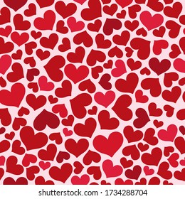 Hearts seamless pattern, can be used for celebrations, wedding invitation, mothers day and valentines day. Vector illustration. Background with different colored confetti hearts for valentine time.