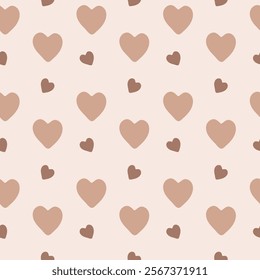 Hearts seamless pattern. Caramel Warm color print for cafe, bakery. Valentine`s day decorative print illustration. Vector