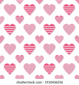 Patrón sin fisuras del corazón. Para celebraciones, invitación a la boda, Día de la Madre y Día de San Valentín. Ilustraciones vectoriales aisladas en fondo blanco.