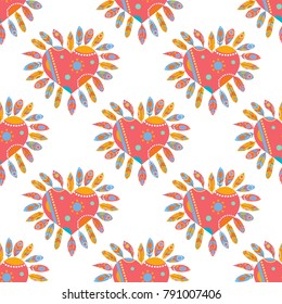 Hearts seamless pattern. Colorful pink hearts. Love. Valentine's Day background.