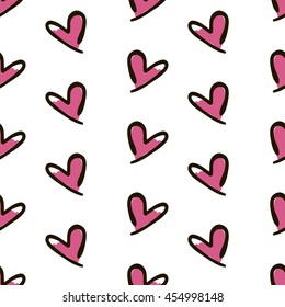 Hearts seamless pattern. Cute doodle hearts. Romantic seamless pattern
