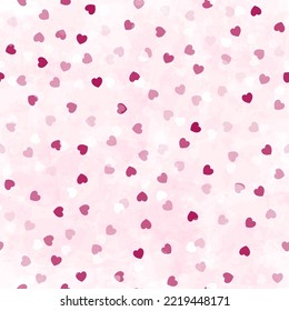 Hearts seamless pattern, cute watercolor vector background with small hearts, baby print, 14 february Valentine backdrop