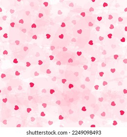 Hearts seamless pattern, cute watercolor vector background with small hearts, baby print, 14 february Valentine backdrop