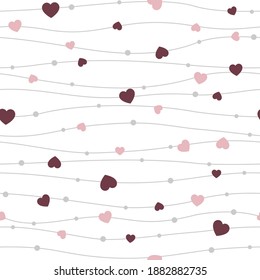 Diseño de patrones sin fisuras del corazón. Diseño de cardíacas rosadas o para bebés y niños.