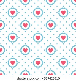 Hearts Seamless Pattern with dot