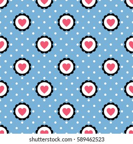 Hearts Seamless Pattern with dot