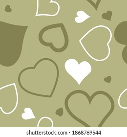 Hearts. Seamless pattern, fabric design, wrapping paper, wallpaper, background. Festive background. Doodle, vector.