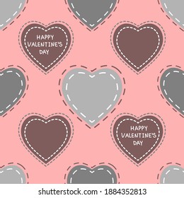 Hearts. Seamless pattern, fabric design, wrapping paper, wallpaper, background.
Valentine's Day. Festive background. Doodle, vector.