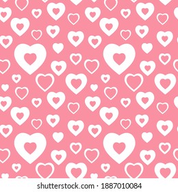 Hearts. Seamless pattern, fabric design, wrapping paper, wallpaper, background.
Valentine's Day. Festive background. Doodle, vector.