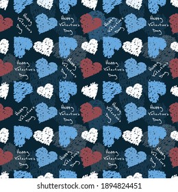 Hearts. Seamless pattern, fabric design, wrapping paper, wallpaper, background.