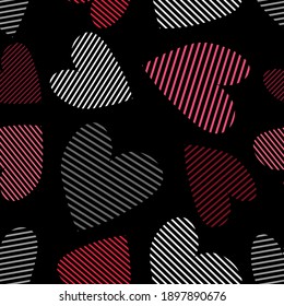 Hearts. Seamless pattern, fabric design, wrapping paper, wallpaper, background.