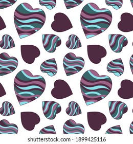 Hearts. Seamless pattern, fabric design, wrapping paper, wallpaper, background.