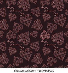 Hearts. Seamless pattern, fabric design, wrapping paper, wallpaper, background.