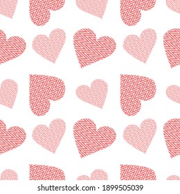 Hearts. Seamless pattern, fabric design, wrapping paper, wallpaper, background.