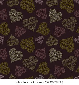 Hearts. Seamless pattern, fabric design, wrapping paper, wallpaper, background.