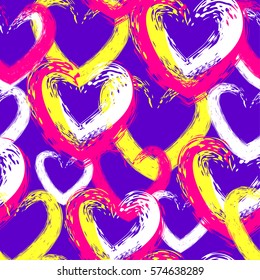 Hearts seamless pattern for girls, fashion textile, clothes, wrapping paper. girlish repeated backdrop. grunge urban shape colorful background. holidays romantic wallpaper..