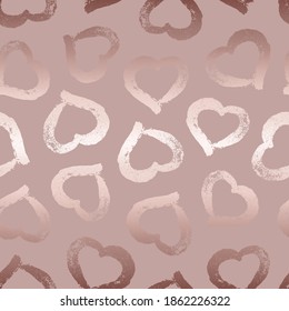 Hearts seamless pattern. Glitter marble background with heart. Elegant shape hearts. Modern stylish sparkle texture. Delicate backdrop for romantic design, gift wrappers, wallpapers, prints. Vector