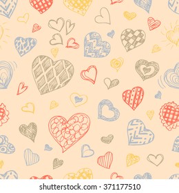 hearts seamless pattern. hand drawn Valentines day background