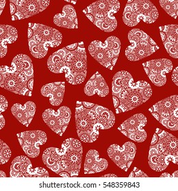 Hearts seamless pattern. Seamless hand drawn pattern with doodle hearts. Vector pattern with doodle hearts.