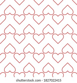 Hört nahtloses Muster. Tapete im Herzdesign. Valentinfolie. Das Ornament kann für Geschenkpapier, Musterfüllungen, Webseitenhintergrund, Oberflächentexturen und Stoffe verwendet werden.