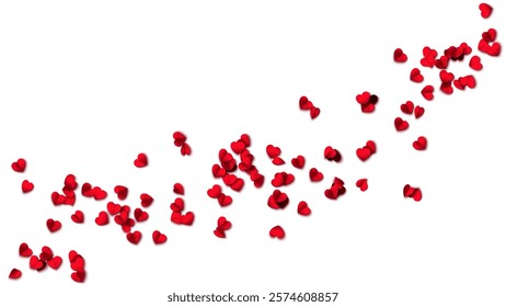 Hearts seamless pattern. Heart shaped rose petals fall. Heart paper confetti. Vector eps 10 illustration. Red color. Romantic floral background. Love backdrop. 14 February Valentine's Day.