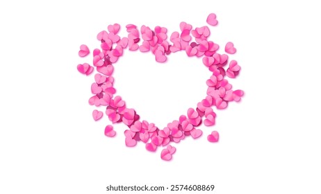 Hearts seamless pattern. Heart shaped rose petals fall. Heart paper confetti. Vector eps 10 illustration. Pink color. Romantic floral background. Love backdrop. 14 February Valentine's Day.