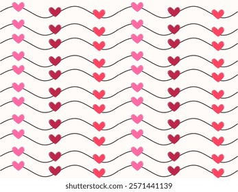 Hearts Seamless Pattern isolated on white paper background in vector - seamless pattern design