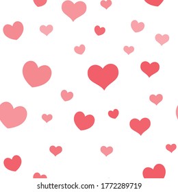 Hearts seamless pattern. Loop texture background of heart icons. Romance and love design.