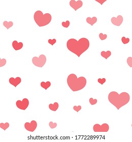 Hearts seamless pattern. Loop texture background of heart icons. Romance and love design.