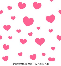 Hearts seamless pattern. Loop texture background of heart icons. Romance and love design.
