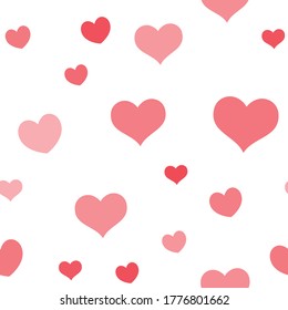 Hearts seamless pattern. Loop texture background of heart icons. Romance and love design.