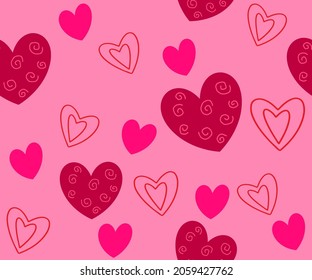 Hearts seamless pattern maroon red romantic valentines day