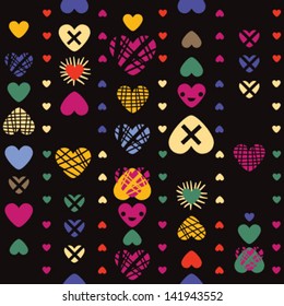 hearts seamless pattern on dark background
